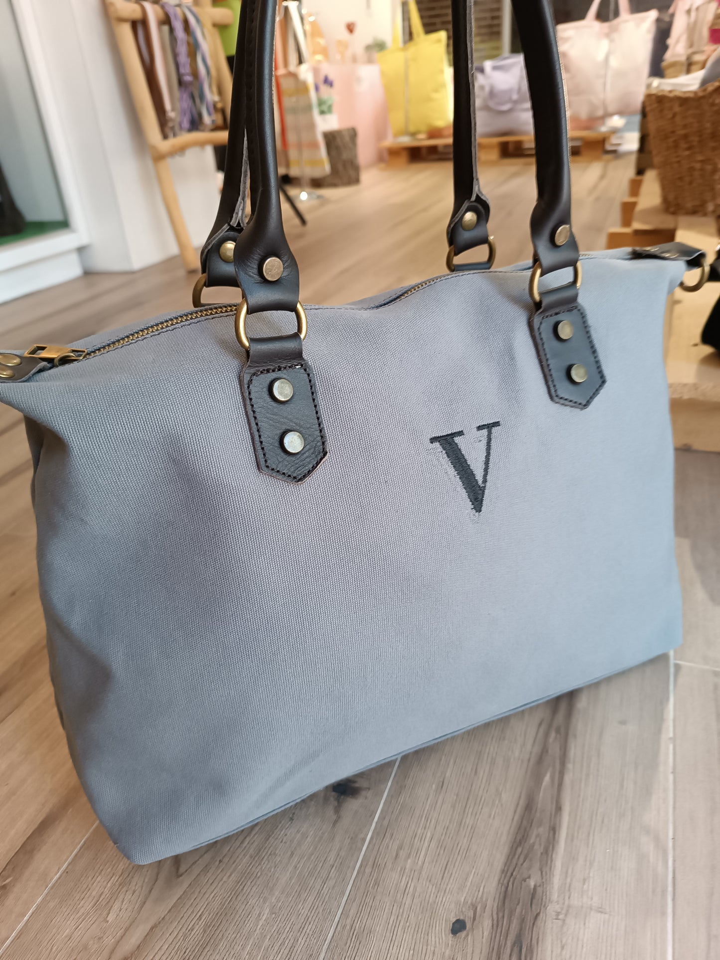 Bolso Camper Lona con asas en piel (PERSONALIZACIÓN GRATUITA)
