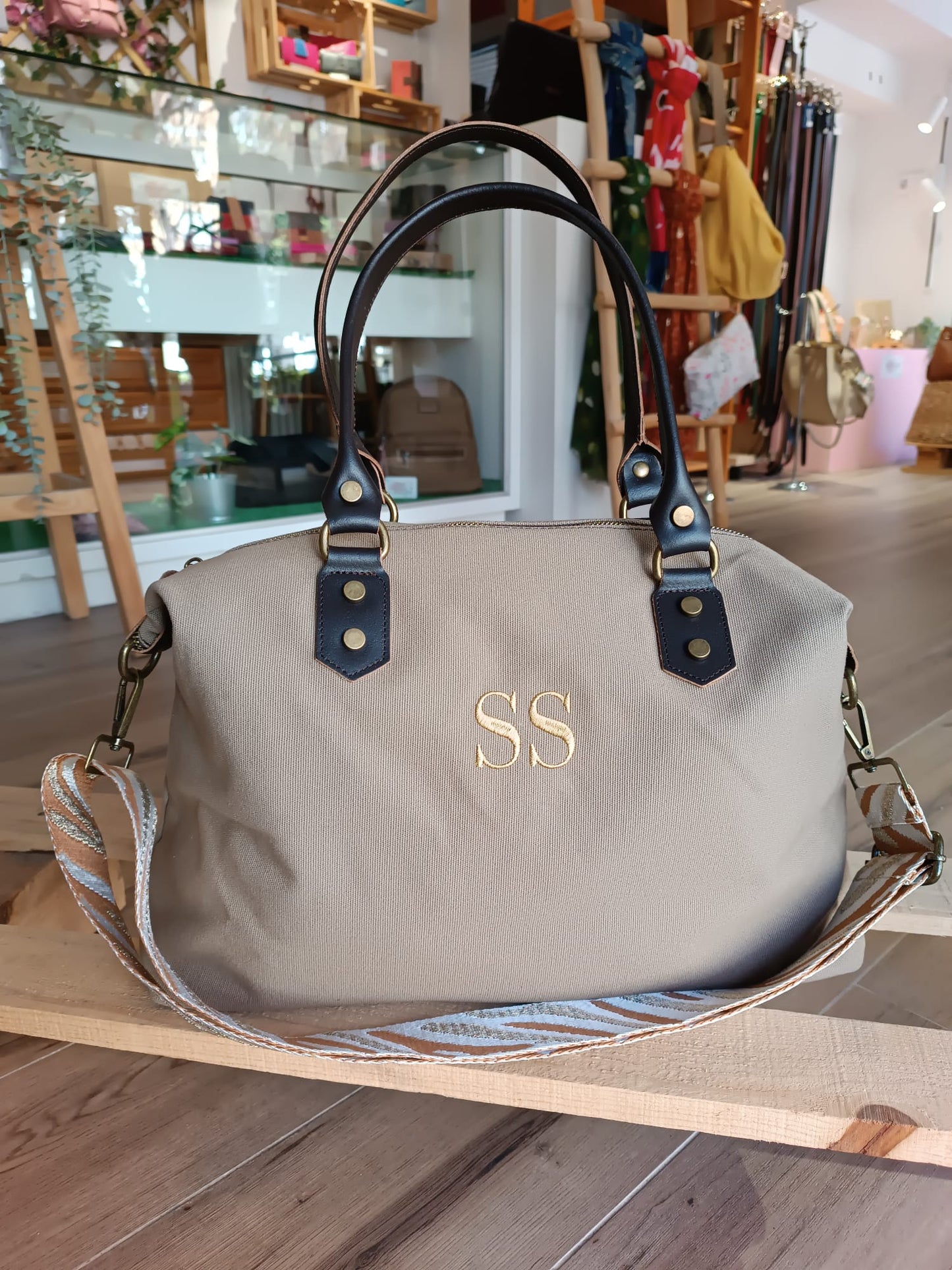 Bolso Camper Lona con asas en piel (PERSONALIZACIÓN GRATUITA)