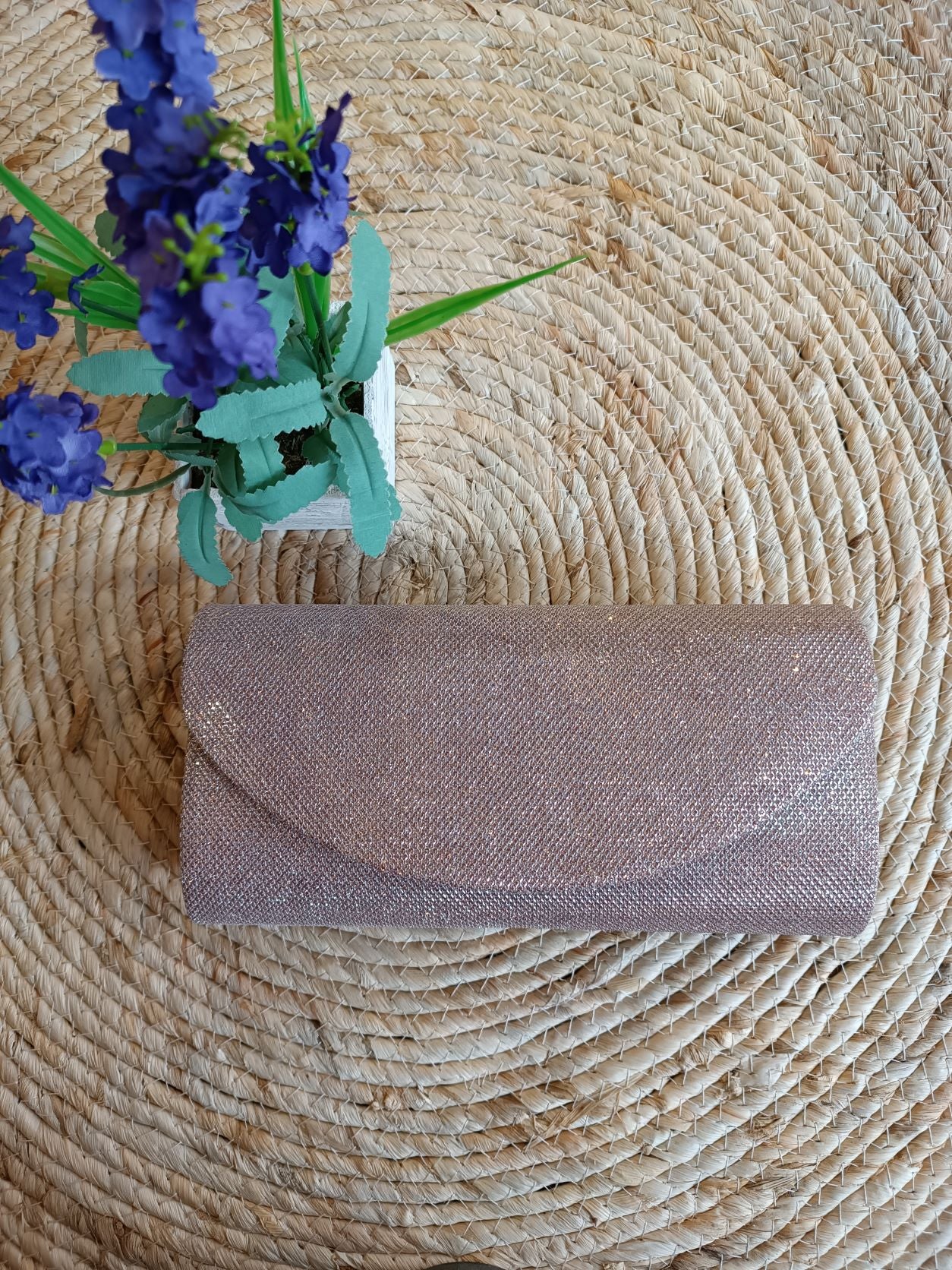 Bolso fiesta Rosa Palo Brillo