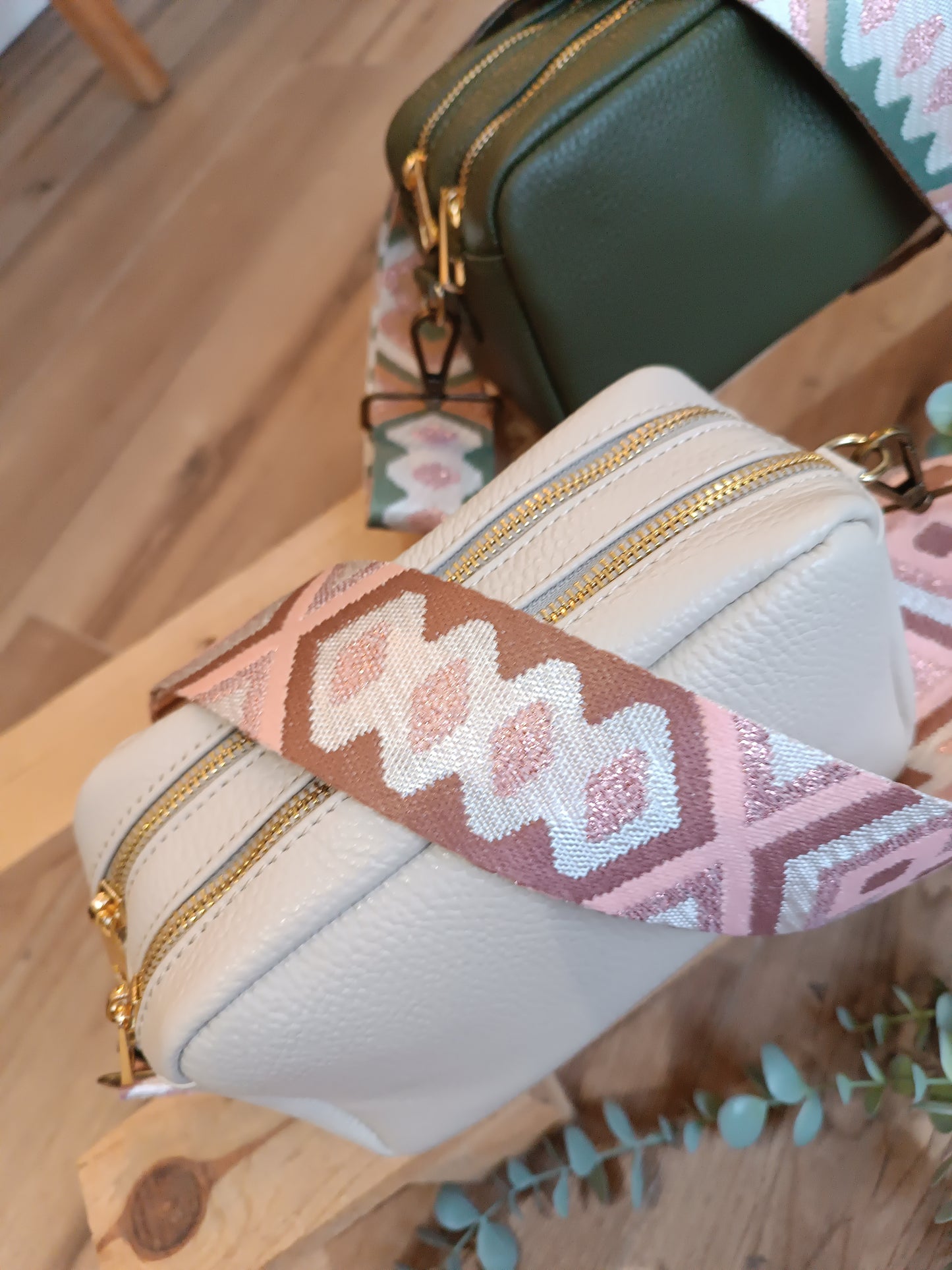 Asa rosa y beige (enganche bronce)
