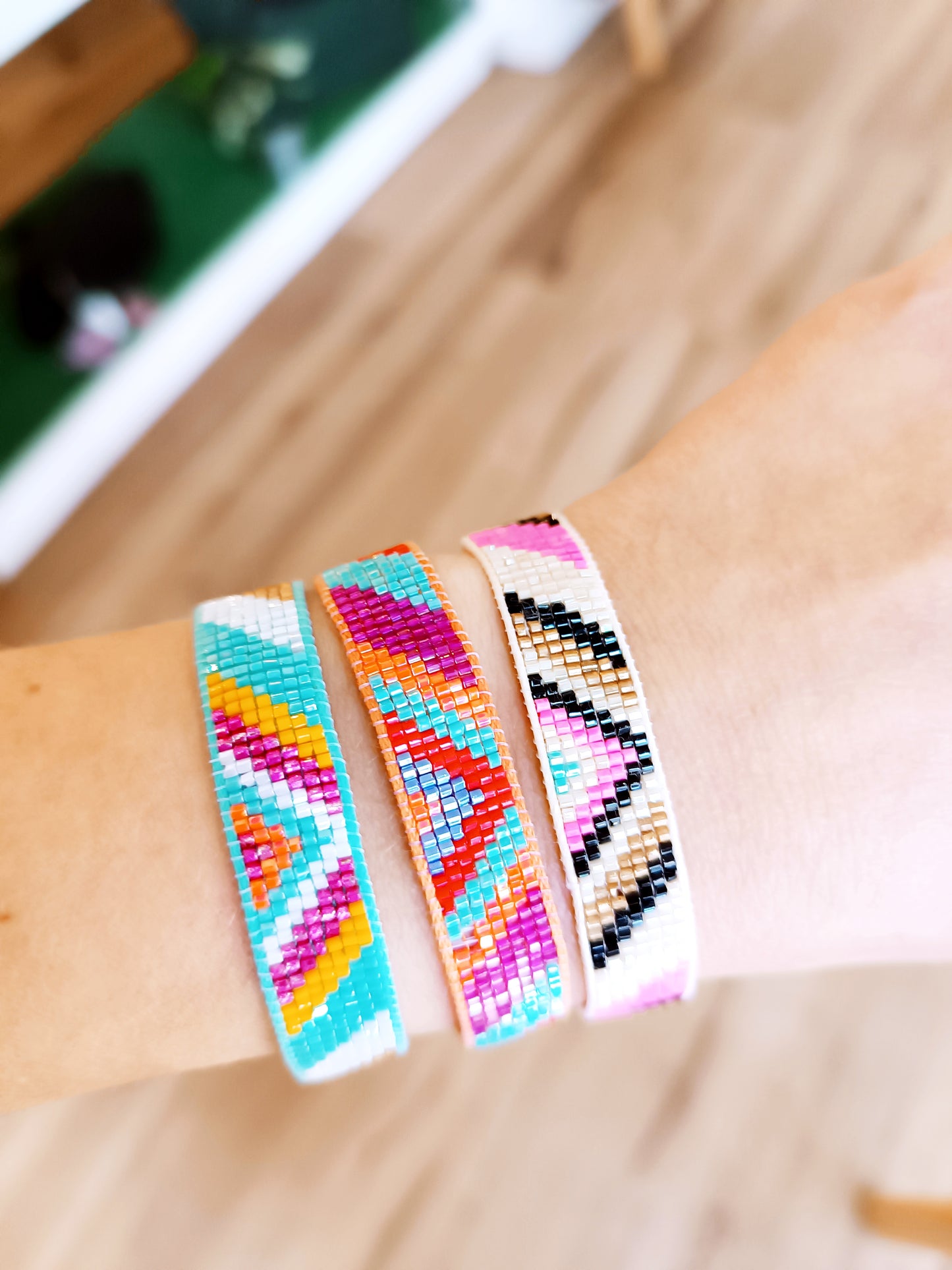 Pulsera Miyuki azul- naranja
