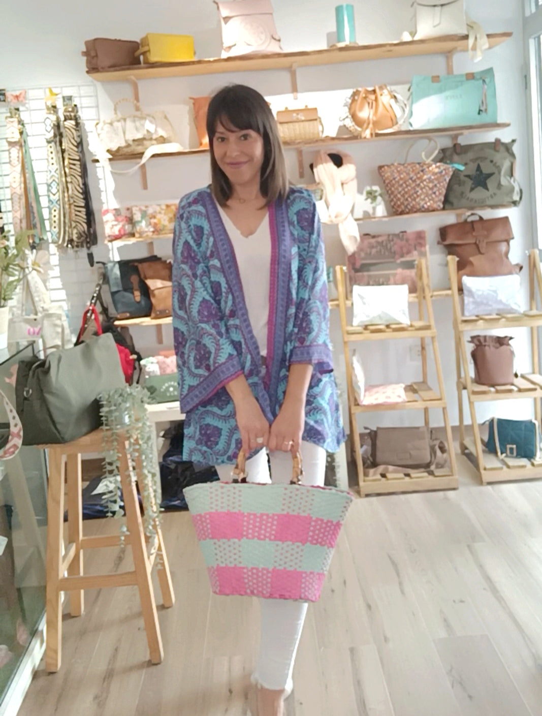 Kimono seda azul-morado