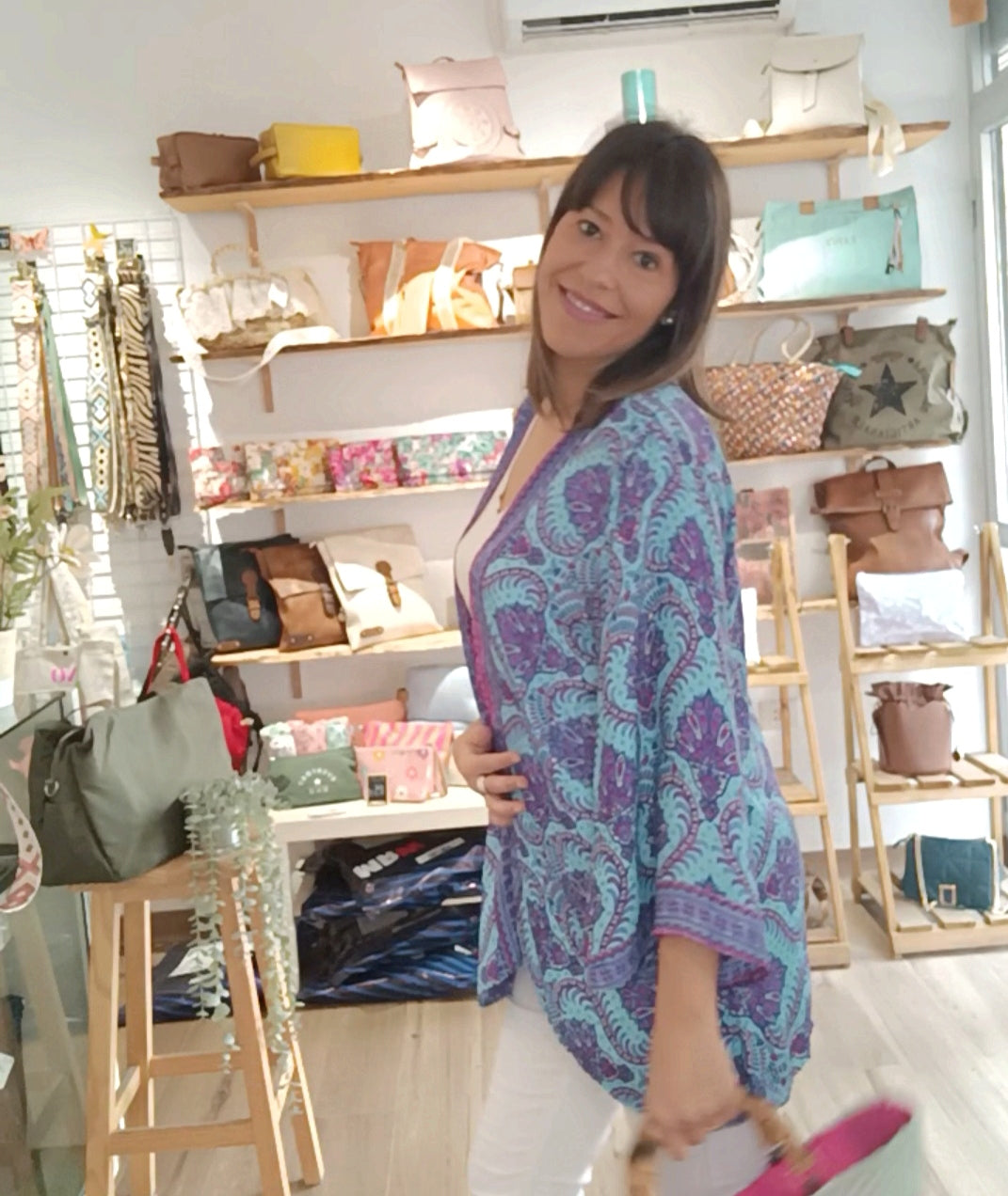 Kimono seda azul-morado