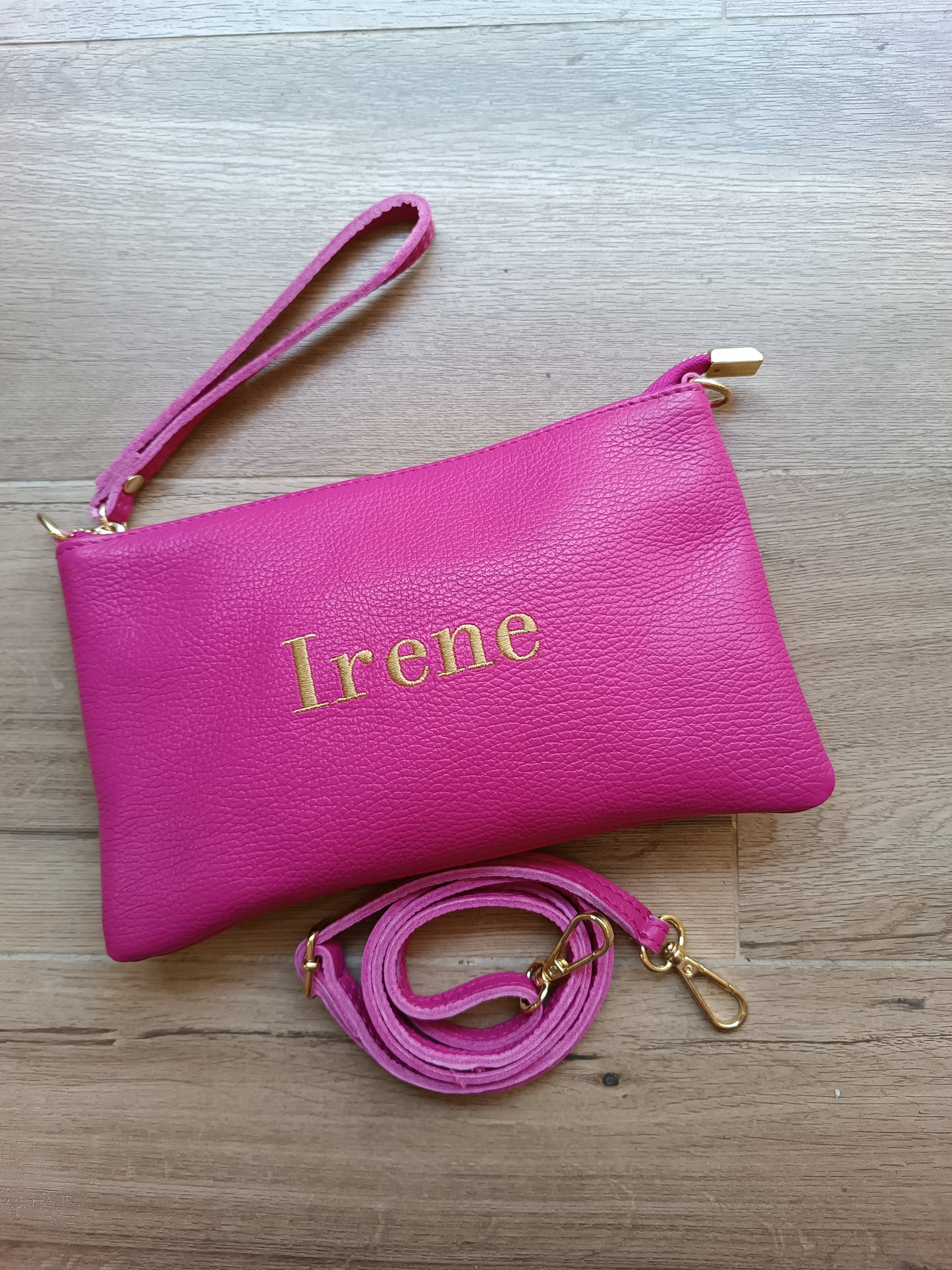 Bolso de piel con asa de mano y bandolera (personalizable)