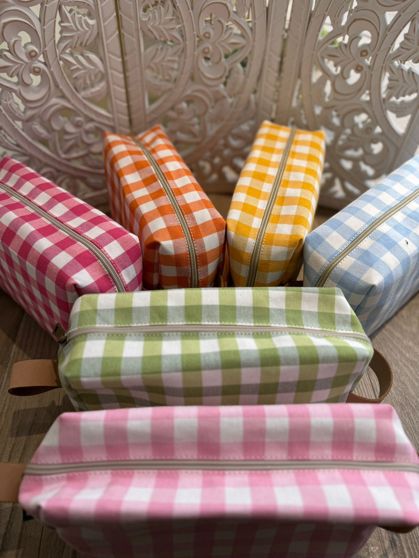 Neceser cuadros lona y piel (personalizable)
