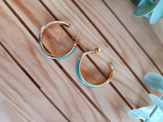 Pendientes acero aro turquesa