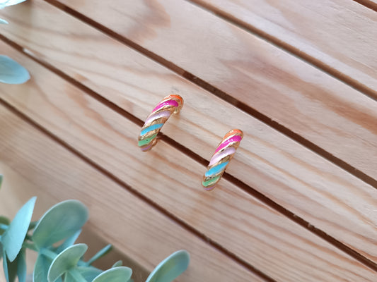 Pendientes acero aro redondo multicolor