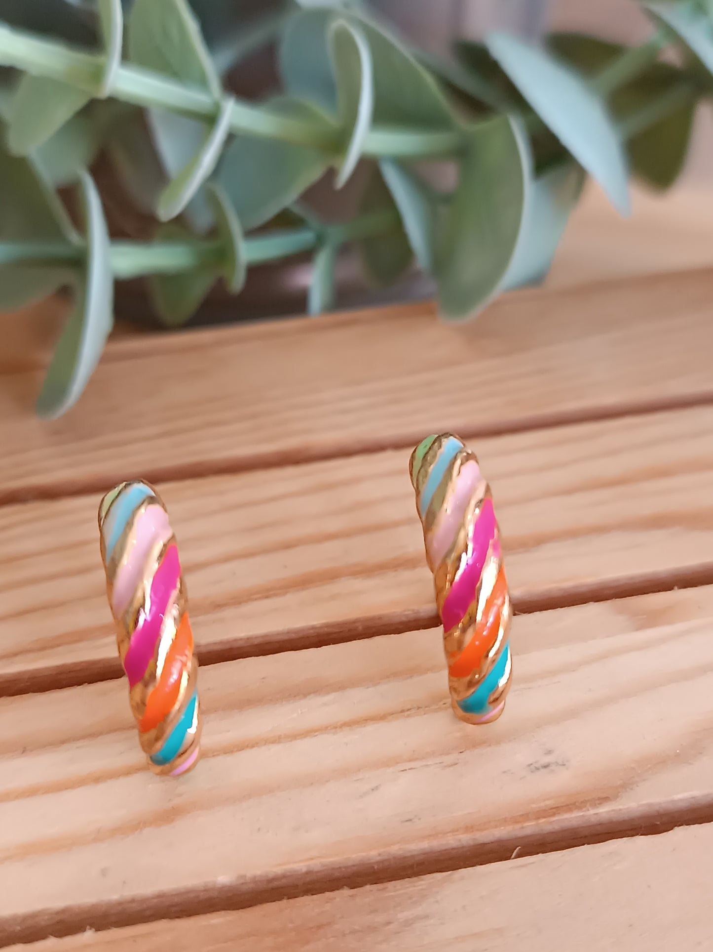Pendientes acero aro redondo multicolor