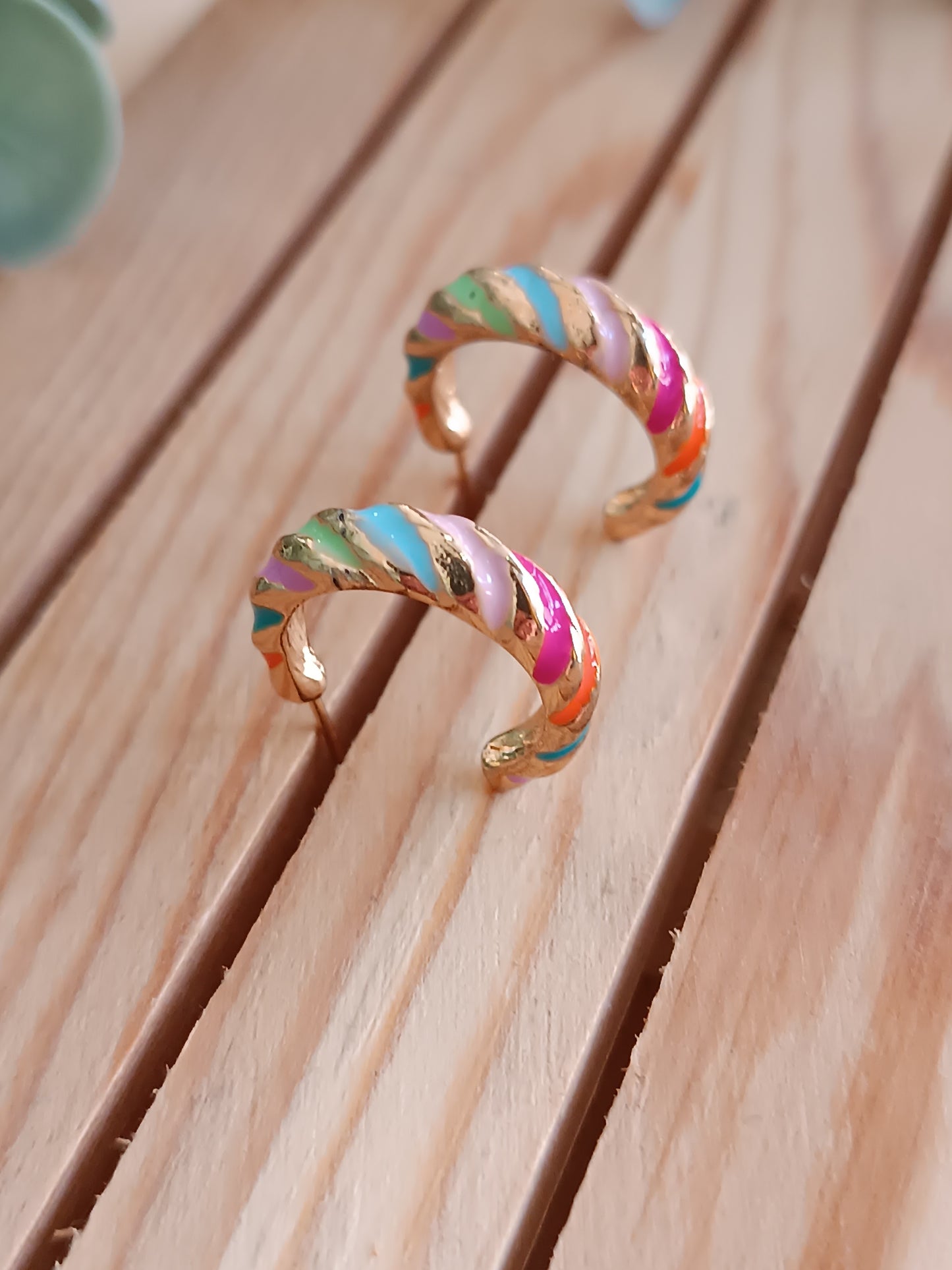 Pendientes acero aro redondo multicolor