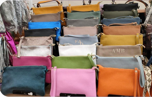 Bolso de piel con asa de mano y bandolera (personalizable)