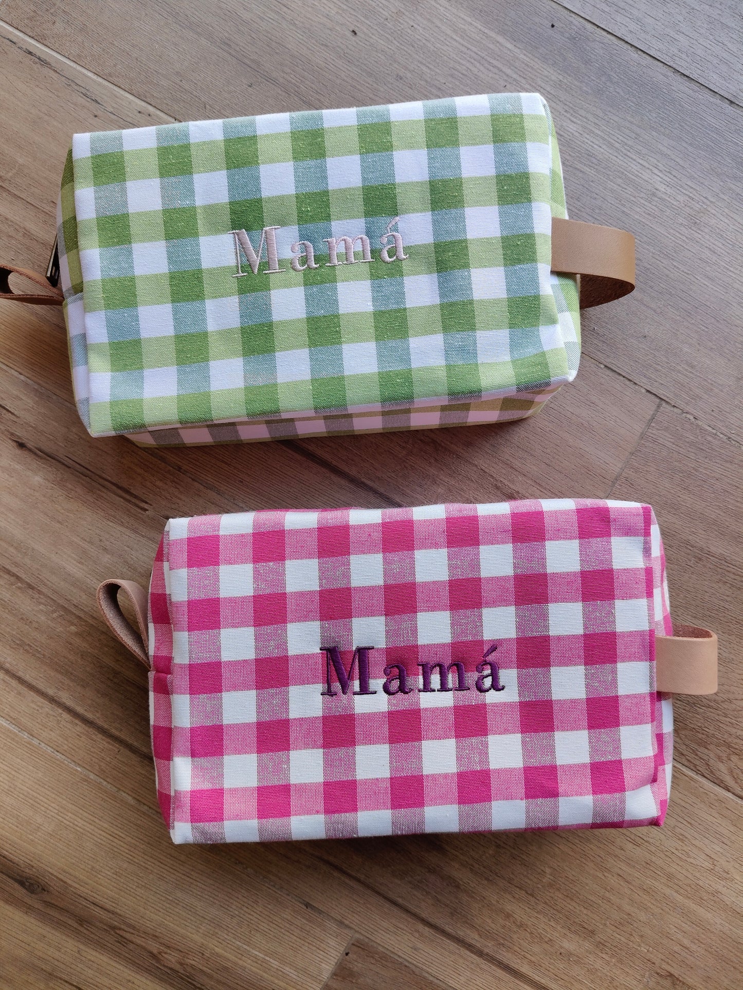 Neceser cuadros lona y piel | Personalización gratuita