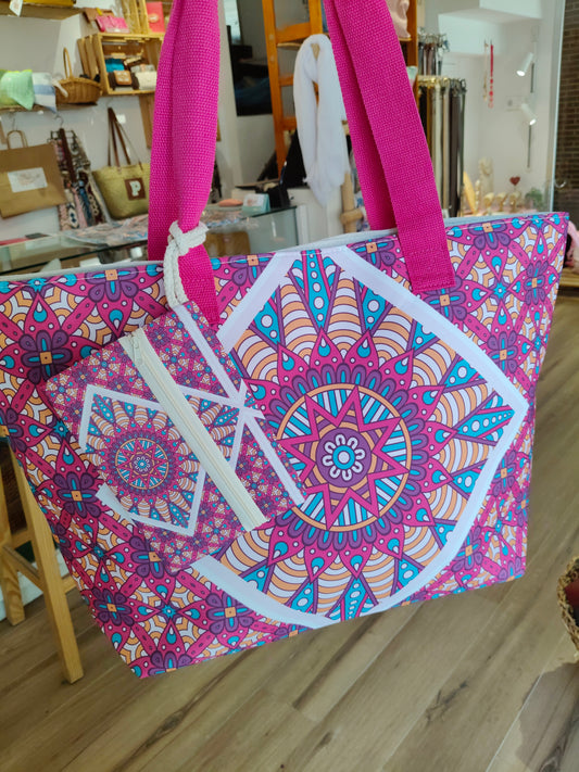 Bolso playa mandala fucsia