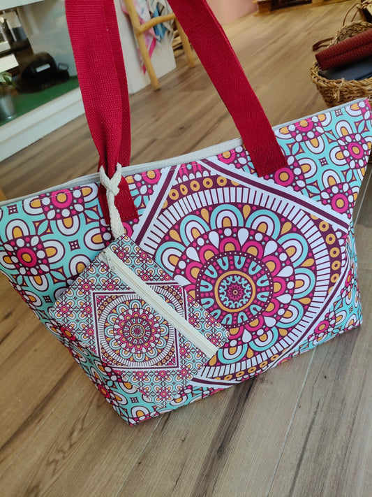 Bolso playa mandala burdeos