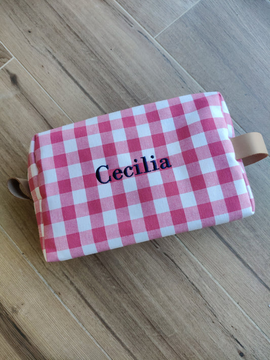 Neceser cuadros lona y piel | Personalización gratuita