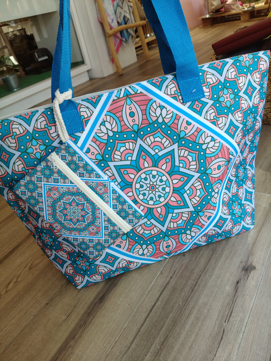 Bolso playa mandala turquesa