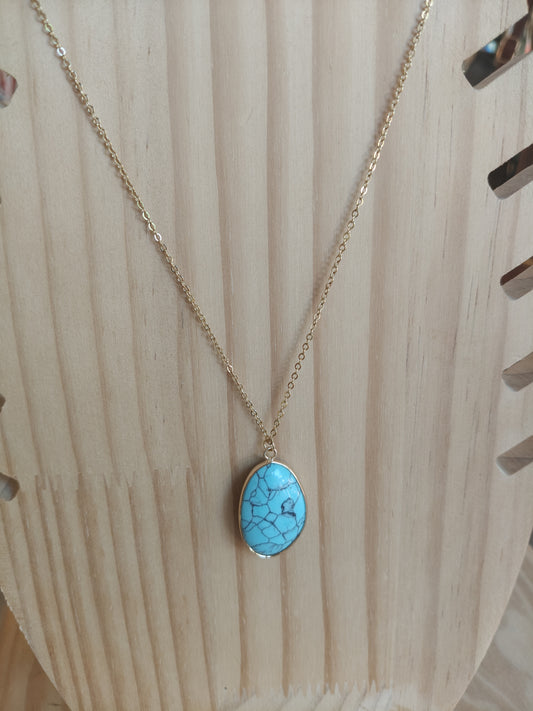 Collar acero piedra turquesa