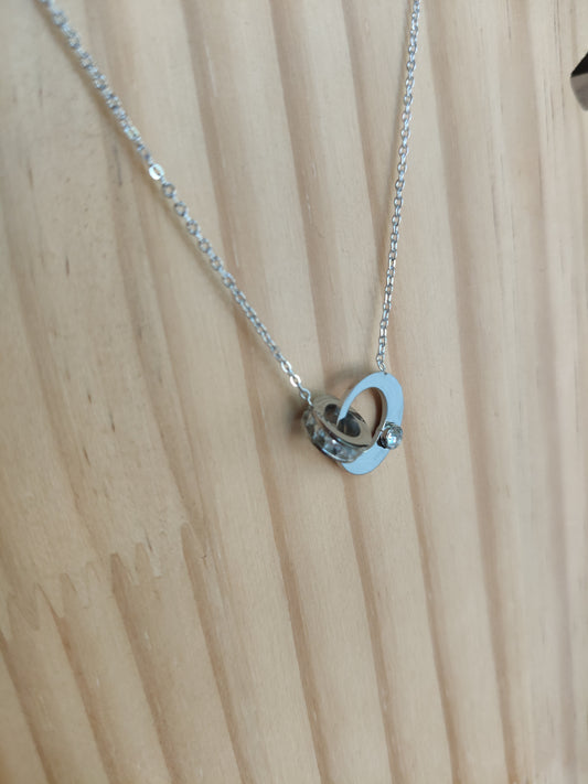 Collar acero círculos piedras