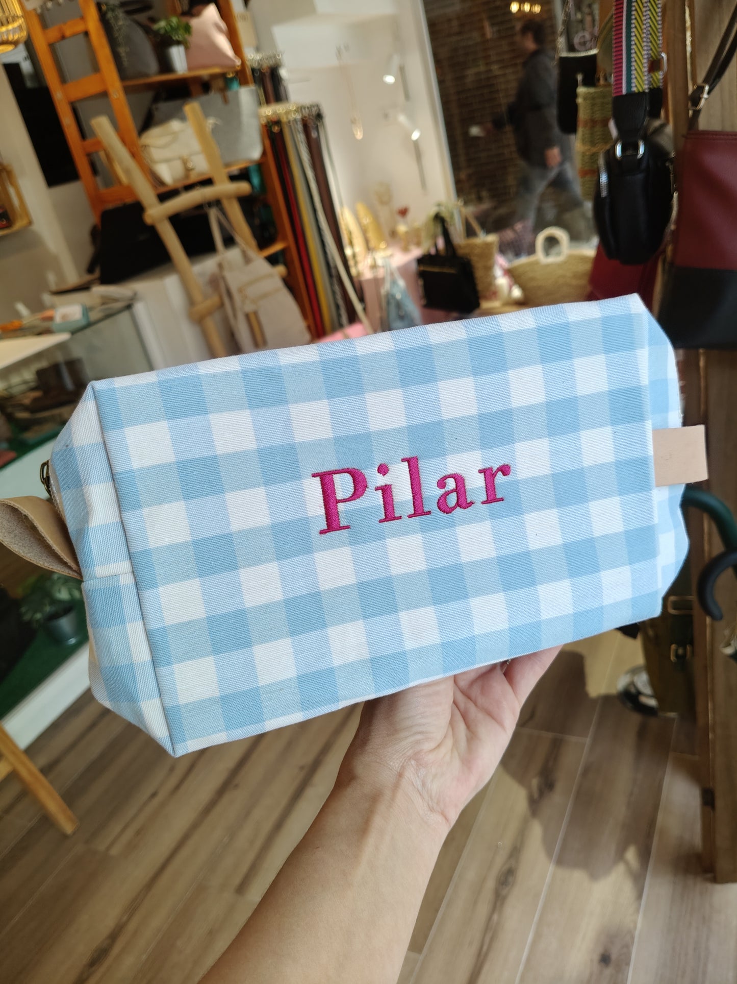 Neceser cuadros lona y piel | Personalización gratuita