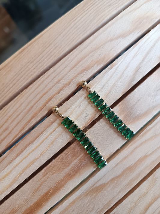 Pendiente Acero Piedra Verde