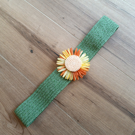 Cinturón elástico verde flor