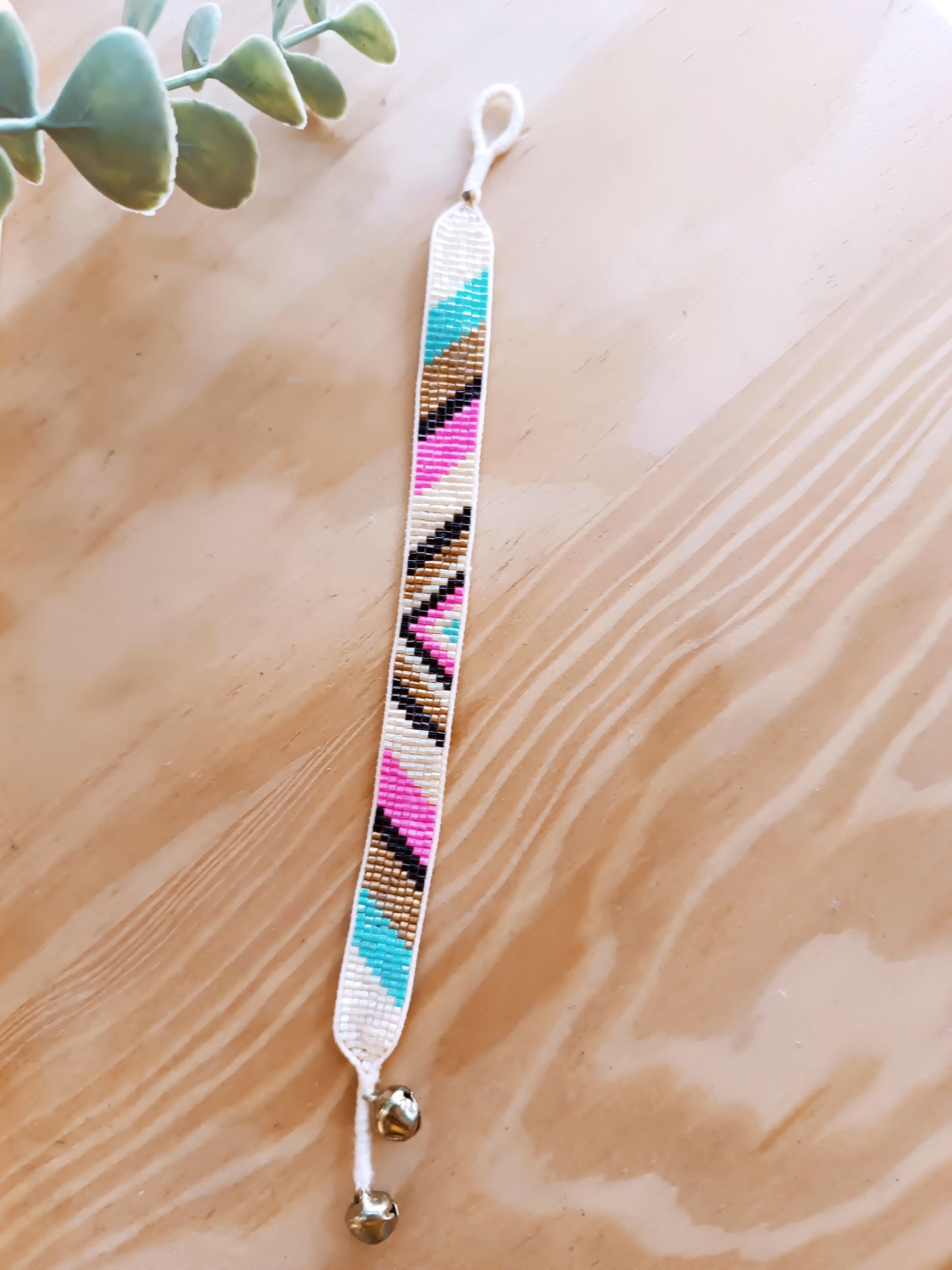 Pulsera Miyuki blanca-rosa