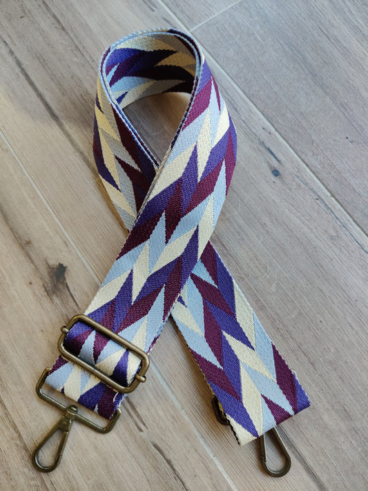 Asa étnica burdeos, beige y morado