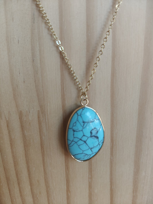Collar acero piedra turquesa