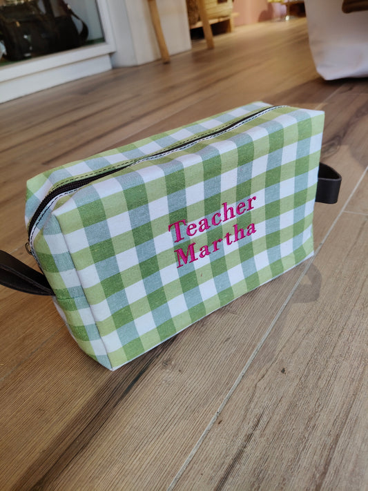 Neceser cuadros lona y piel (personalizable)