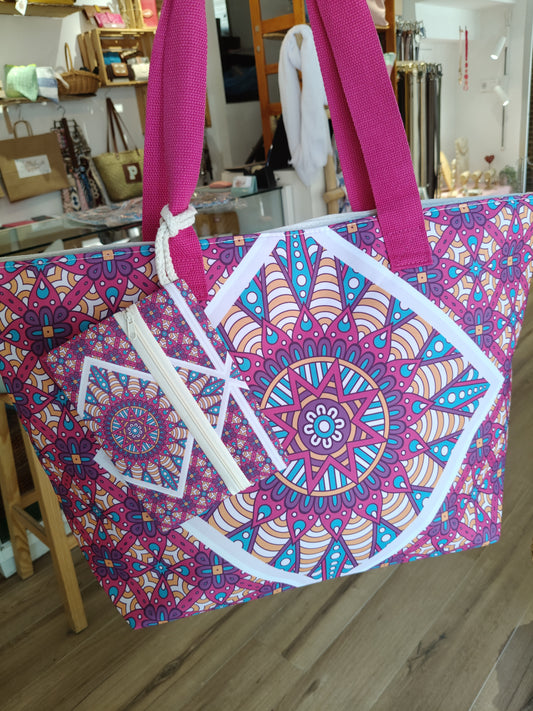 Bolso playa mandala fucsia