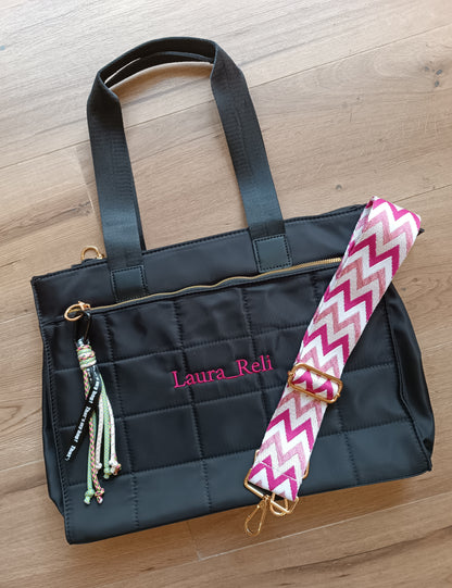 Bolso Pau con asa corta y larga en nailon (PERSONALIZACIÓN GRATUITA)